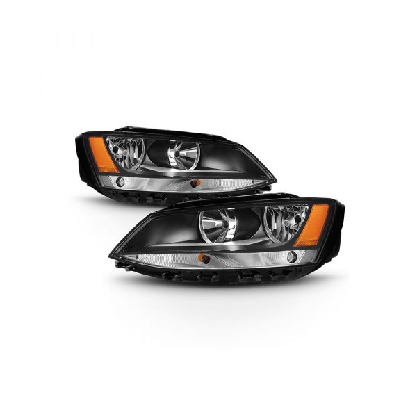 Fit Black 2011-2018 Volkswagen VW Jetta Sedan Headlights Lamps Replacement L+R