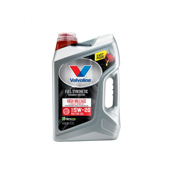Valvoline Full Synthetic High Mileage with MaxLife Technology SAE 5W-20 Motor Oil – Easy Pour 5 Quart