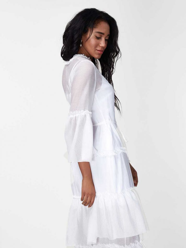 Organic cotton midi t-shirt dress in white